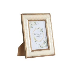 Photo frame Home ESPRIT White Natural Mother of pearl Mango wood Modern 24 x 2 x 29 cm