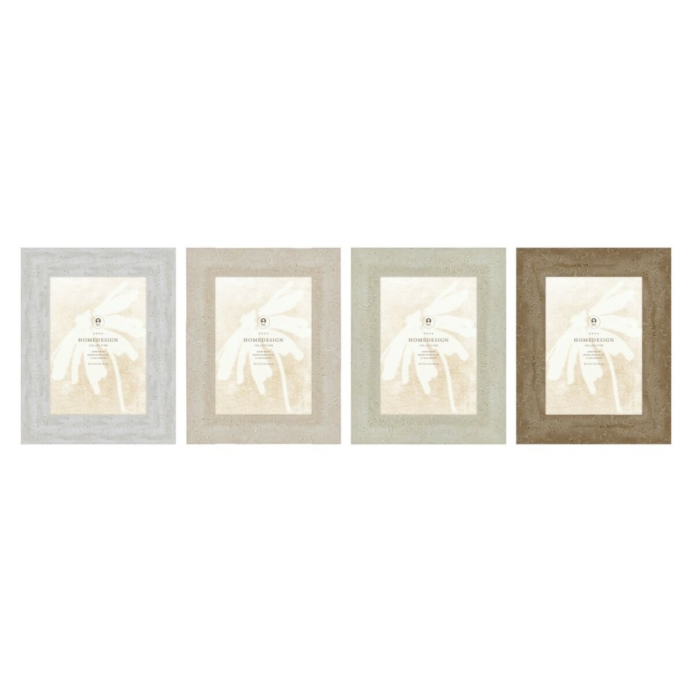 Fotorahmen Home ESPRIT Weiß Beige Kristall polystyrol Scandi 19 x 2 x 24 cm (4 Stück)