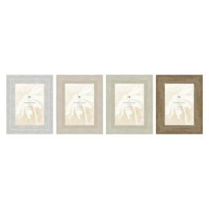 Cadre photo Home ESPRIT Blanc Beige Verre polystyrène Scandi 19 x 2 x 24 cm (4 Unités)