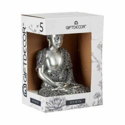 Deko-Figur Buddha Sitzend Silberfarben 17 x 32,5 x 22 cm (4 Stück)