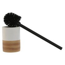 Brosse de salle de wc Home ESPRIT Blanc Gris Naturel Résine 9,5 x 9,5 x 37 cm (2 Unités)