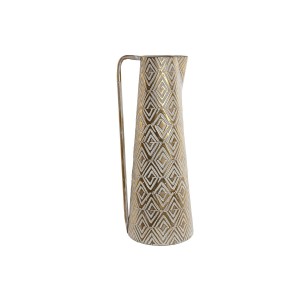 Vase Home ESPRIT Weiß Gold Metall Moderne 24,5 X 24,5 X 66 cm