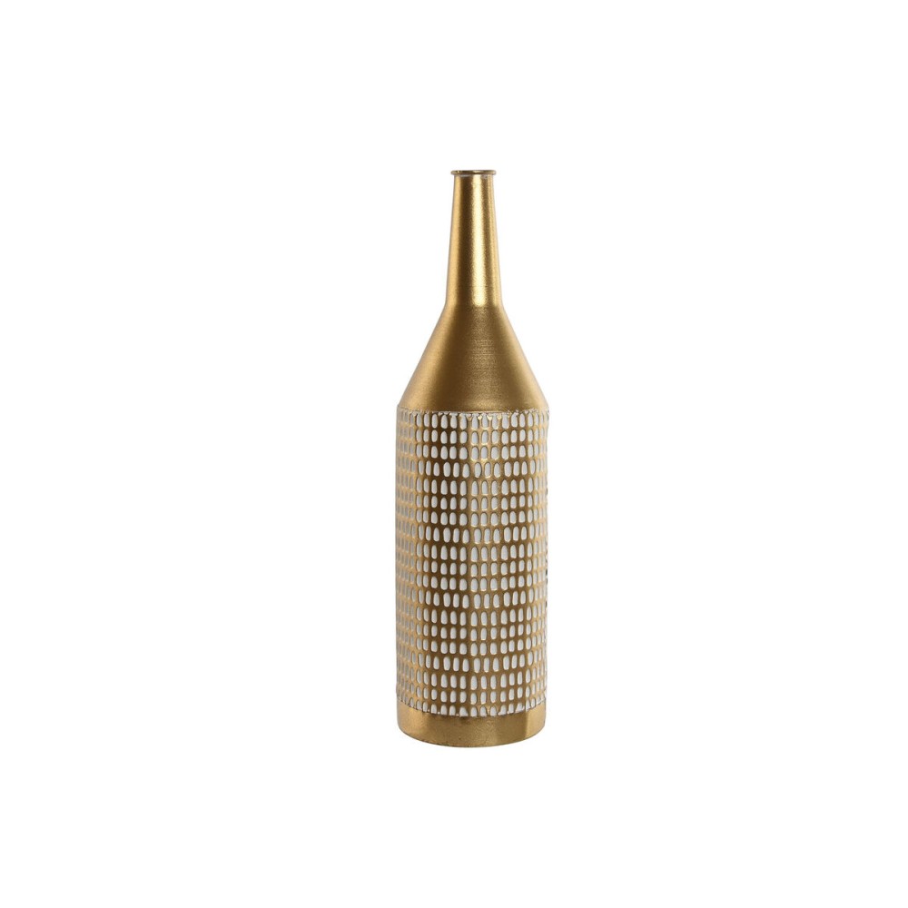 Vase Home ESPRIT White Golden Metal Modern 14,5 x 14,5 x 55,5 cm