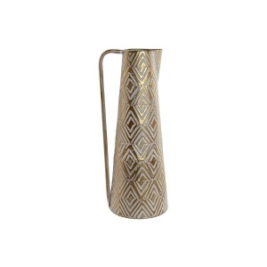 Vase Home ESPRIT Weiß Gold Metall Moderne 19,5 X 19,5 X 53 cm