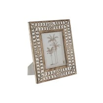 Cadre photo Home ESPRIT Blanc Naturel Verre Bois de manguier Fleur Indien 26,5 x 2 x 31,5 cm