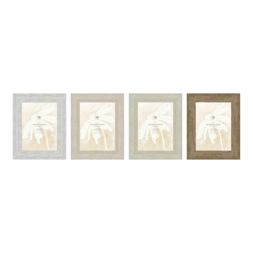 Fotorahmen Home ESPRIT Weiß Beige Kristall polystyrol Marmor Skandinavisch 21 x 2 x 26 cm (4 Stück)