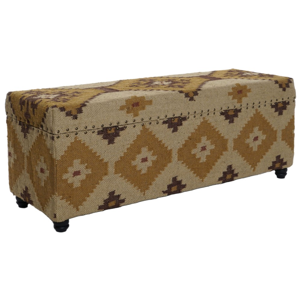 Chest Home ESPRIT Beige Mustard Cotton 120 x 40 x 45 cm