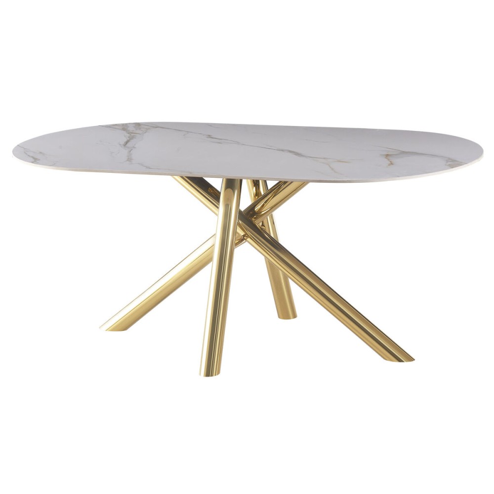 Table de Salle à Manger Home ESPRIT Doré Métal Céramique 180 x 90 x 75 cm