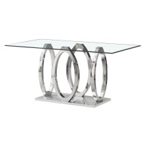 Dining Table Home ESPRIT Steel Tempered Glass 160 x 90 x 76 cm