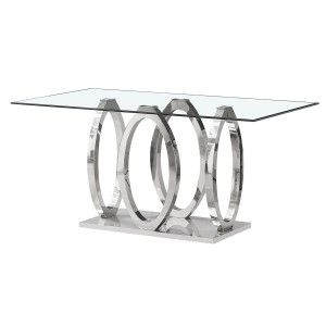 Dining Table Home ESPRIT Steel Tempered Glass 160 x 90 x 76 cm