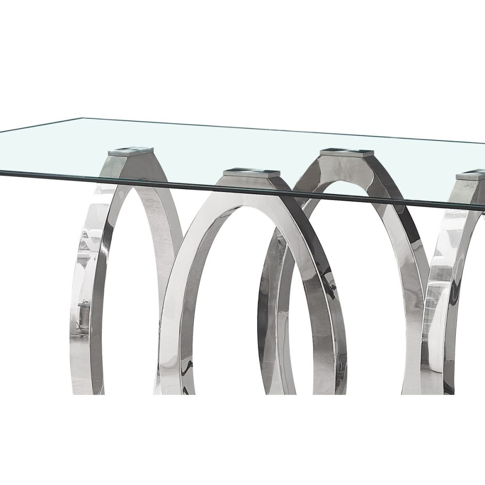 Dining Table Home ESPRIT Steel Tempered Glass 160 x 90 x 76 cm