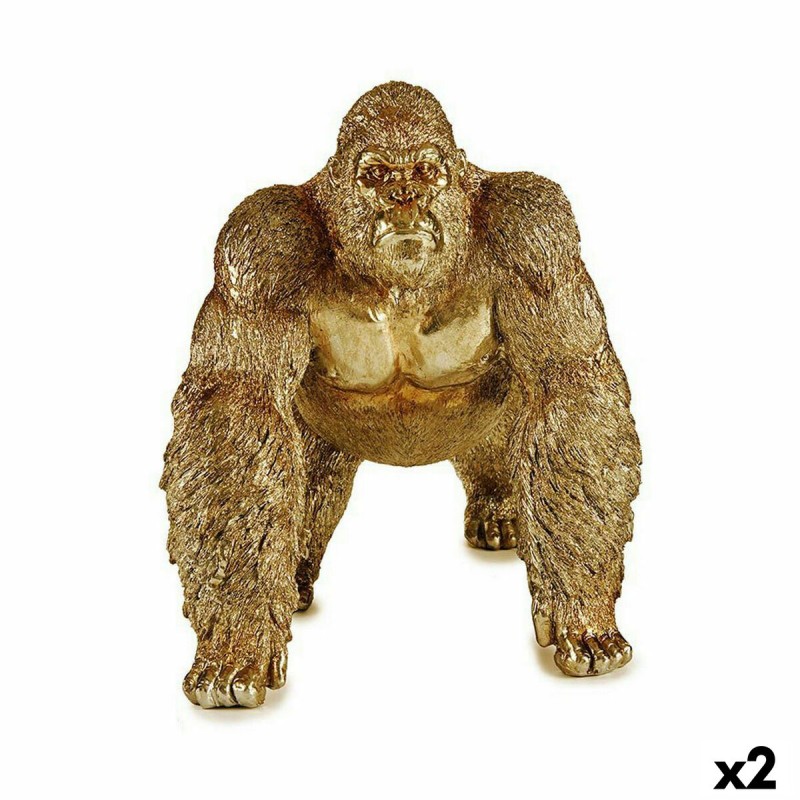 Deko-Figur Gorilla Gold 20 x 27,5 x 34 cm (2 Stück)