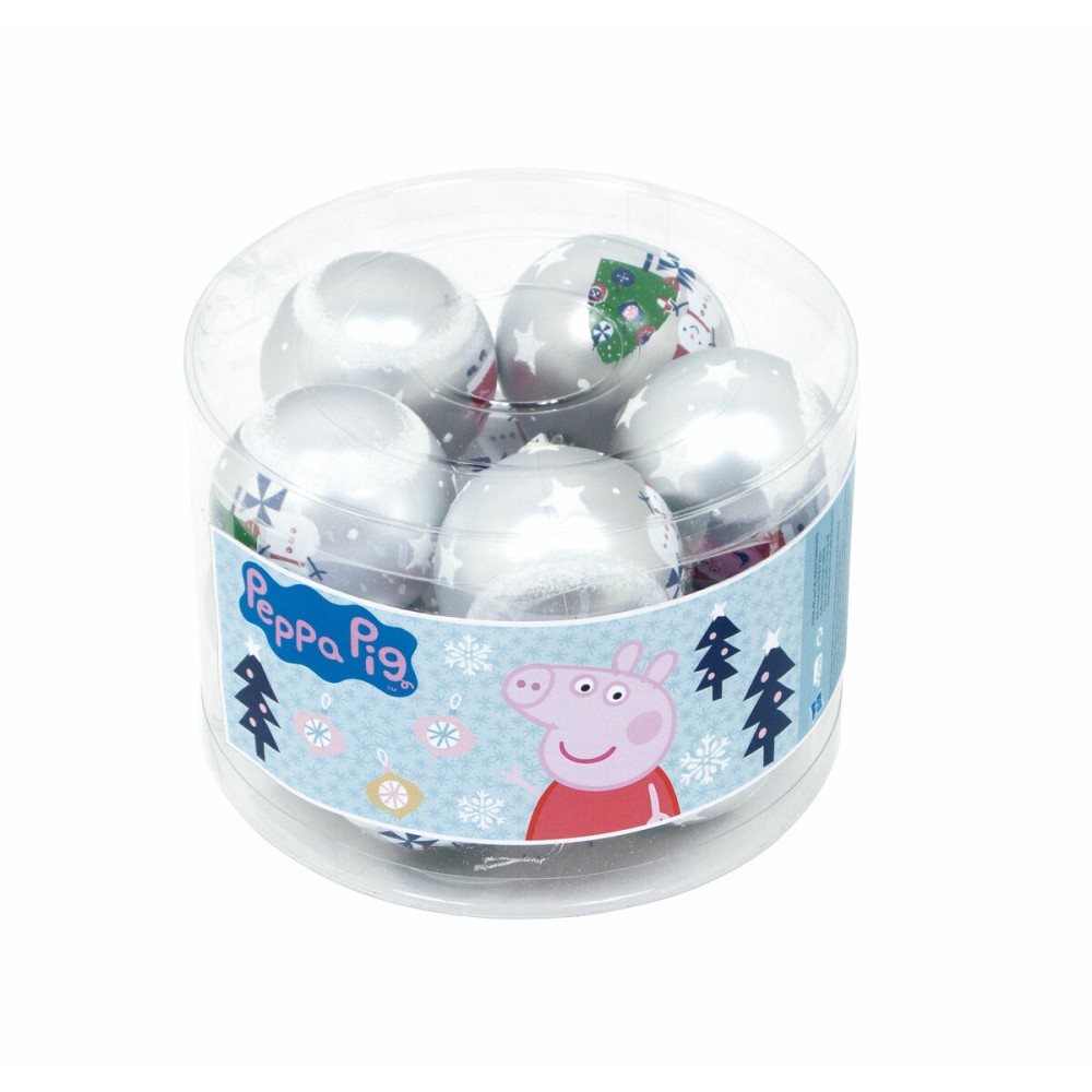 Christmas Bauble Peppa Pig Cosy corner Silver 10Units Plastic (Ø 6 cm)