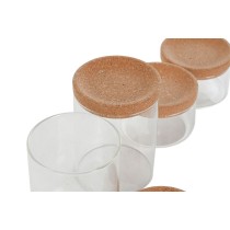 Set de Boites Home ESPRIT Transparent Naturel Liège Verre Borosilicaté