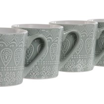 Ensemble de 4 mugs Home ESPRIT Vert Grès 360 ml 9,5 x 13 x 9,2 cm Mandala