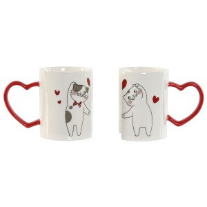 2 Piece Mug Set Home ESPRIT Love White Red Cats