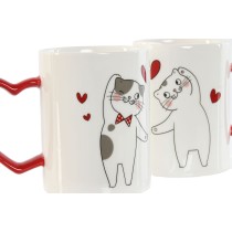 2 Piece Mug Set Home ESPRIT Love White Red Cats