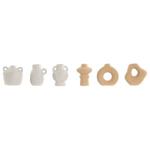 Set von 3 Vasen Home ESPRIT Weiß Beige Steingut 32 X 11,5 X 9 cm (3 Stücke) (2 Stück)