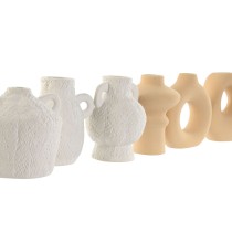 Set of 3 Vases Home ESPRIT White Beige Stoneware 32 X 11,5 X 9 cm (3 Pieces) (2 Units)