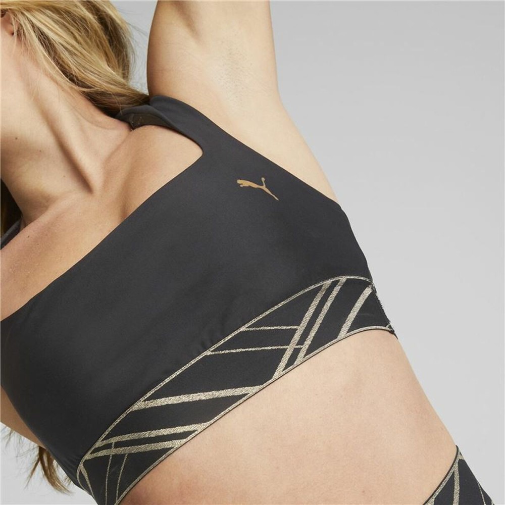 Sports Bra Puma Mid Impact Deco Glam Black