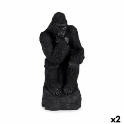 Decorative Figure Gorilla Black 20 x 45 x 20 cm (2 Units)