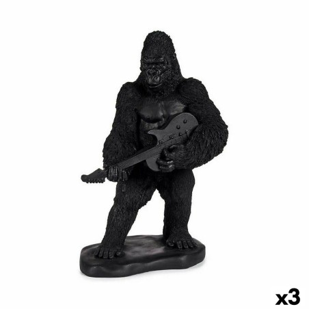 Deko-Figur Gorilla Gitarre Schwarz 17,5 x 38 x 27 cm (3 Stück)