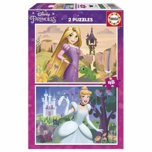 Set de 2 Puzzles Disney Princess Cinderella and Rapunzel 48 Pièces