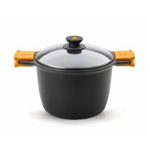 Casserole avec couvercle en verre BRA Braisogona_A273903 Noir Noir/Orange Bois Aluminium Plastique Aluminium fondu Ø 20 cm (1 Un