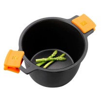 Casserole avec couvercle en verre BRA Braisogona_A273903 Noir Noir/Orange Bois Aluminium Plastique Aluminium fondu Ø 20 cm (1 Un