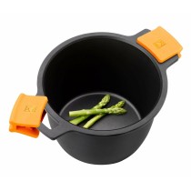 Casserole avec couvercle en verre BRA Braisogona_A273903 Noir Noir/Orange Bois Aluminium Plastique Aluminium fondu Ø 20 cm (1 Un