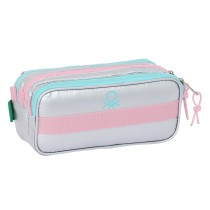 Trousse Fourre-Tout Triple Benetton Silver Argenté 21,5 x 10 x 8 cm