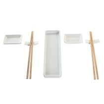 Sushi-Set DKD Home Decor 24 x 7 x 2 cm natürlich Weiß Steingut Orientalisch