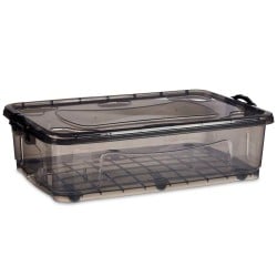 Boîte de rangement avec roues Anthracite Plastique 40 L 46,5 x 20 x 72,5 cm (6 Unités)