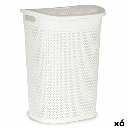 Laundry Basket White Plastic 60 L 43,5 x 57,5 x 34 cm (6 Units)