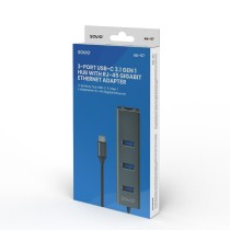 Hub USB-C 4 Ports Savio AK-57 Ethernet (RJ-45) Gris