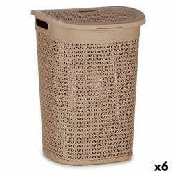 Panier à linge Beige Plastique 60 L 43,5 x 57,5 x 34 cm (6 Unités)