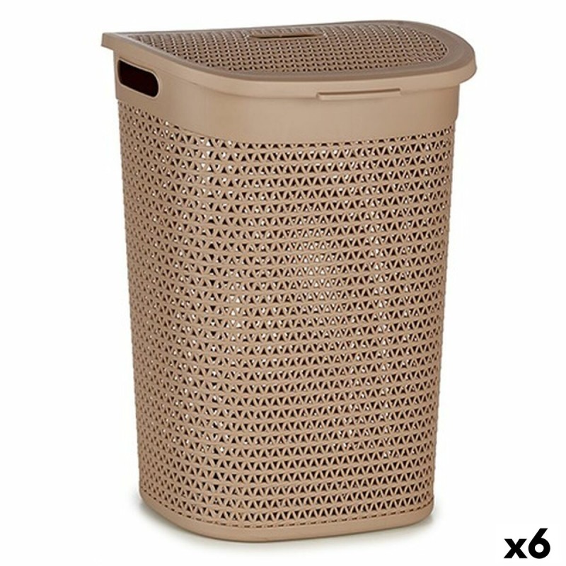 Panier à linge Kipit 4790-4 Beige Plastique 60 L 43,5 x 57,5 x 34 cm (6 Unités)