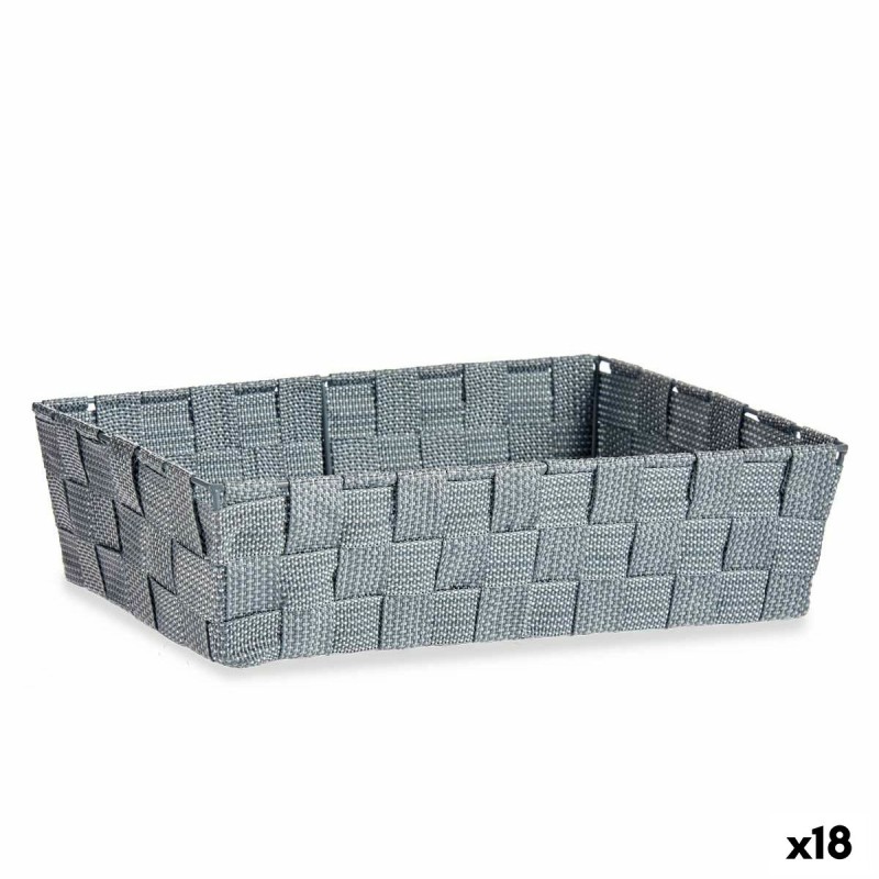 Panier Multi-usages Kipit 79812 Gris Tissu 3,8 L 34 x 8,5 x 21 cm (18 Unités)