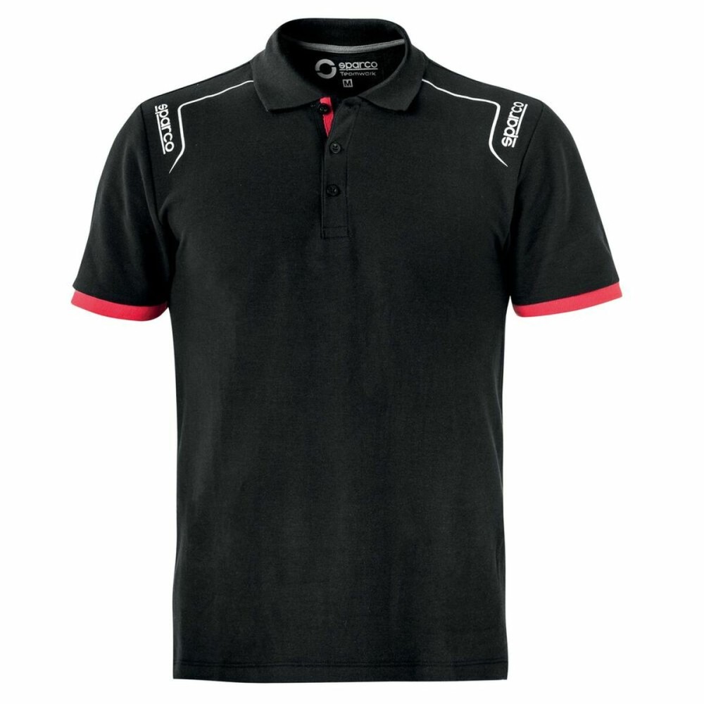 Herren Kurzarm-Poloshirt Sparco TECH STRETCH Schwarz