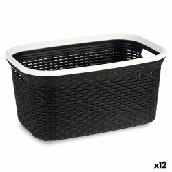 Panier à linge Blanc Noir Plastique 36 L 36 x 25,5 x 53 cm (12 Unités)