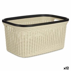 Laundry Basket Kipit TP7001-1 Cream Plastic 36 L 36 x 25,5 x 52,5 cm (12 Units)