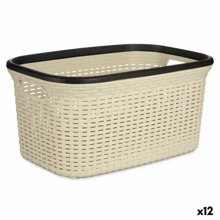 Laundry Basket Kipit TP7001-1 Cream Plastic 36 L 36 x 25,5 x 52,5 cm (12 Units)