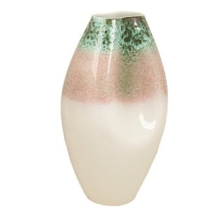 Blumenvase Romimex Weiß grün aus Keramik 24 x 39 x 20 cm Mit Griffen