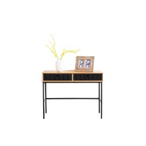 Console Romimex Black Natural Metal MDF Wood 107 x 47 x 28 cm