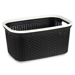 Panier à linge Blanc Noir Plastique 36 L 36 x 25,5 x 53 cm (12 Unités)