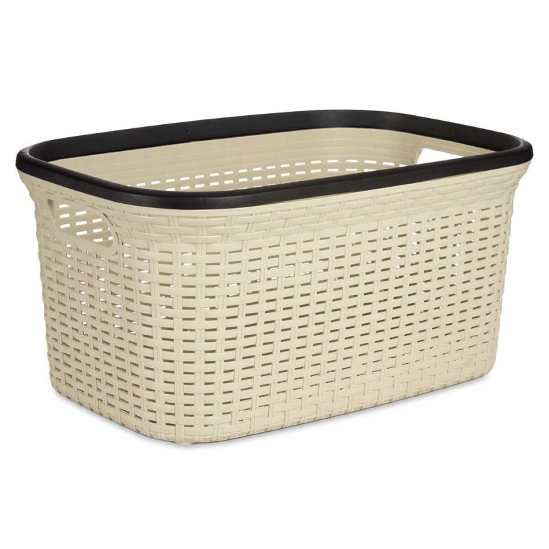 Laundry Basket Kipit TP7001-1 Cream Plastic 36 L 36 x 25,5 x 52,5 cm (12 Units)