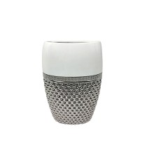 Vase Romimex White Silver Ceramic 15 x 24 x 9 cm