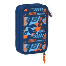 Federmäppchen mit Zubehör Hot Wheels Speed club Orange Marineblau 12.5 x 19.5 x 4 cm (28 Stücke)