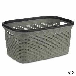 Laundry Basket Grey Plastic 36 L 36 x 25,5 x 53 cm (12 Units)