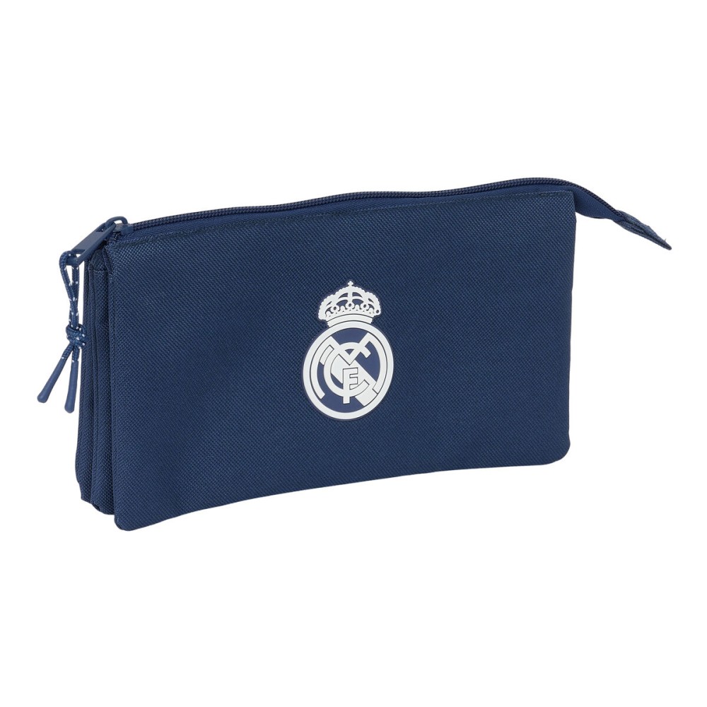 Trousse Fourre-Tout Triple Real Madrid C.F. Blue marine 22 x 12 x 3 cm